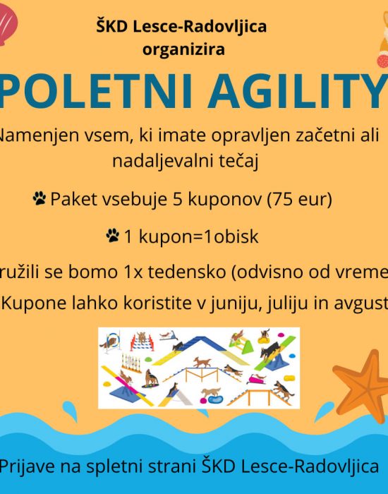 Poletni tečaj AGILITY in poletni tečaj HOOPERS